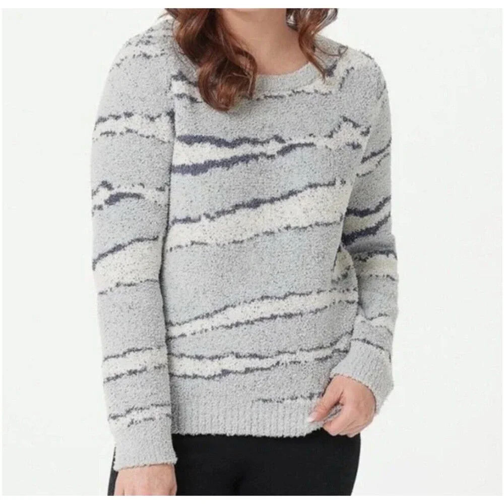 Barefoot Dreams Cozy Chic Ocean Zebra Sweater NWOT Size 2X Super Soft‎ Comfort
